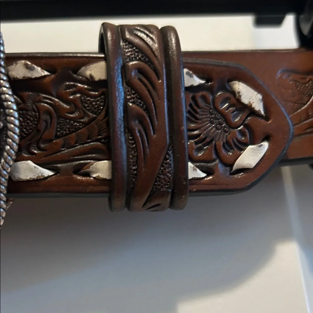 Kids Western Brown Belt with Silver Buckle